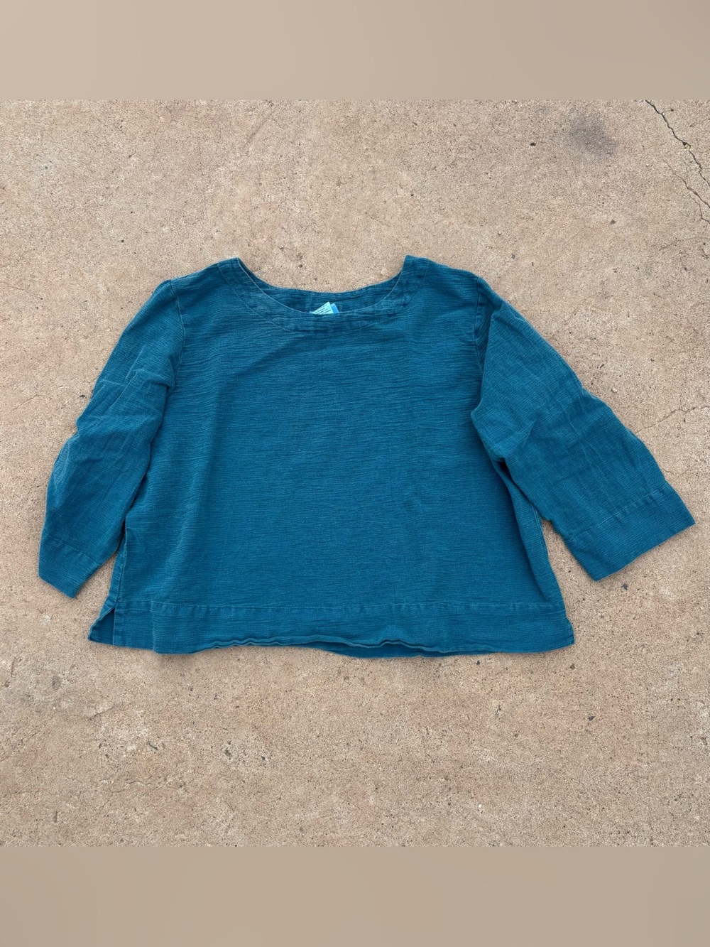 Vintage Hot Cotton by Arc Ware XL 100% Cotton Teal Blue Relaxed Tunic Top USA M